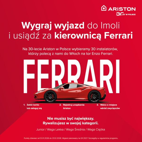ARISTON - Wygraj i usiądź za kierownicą Ferrari