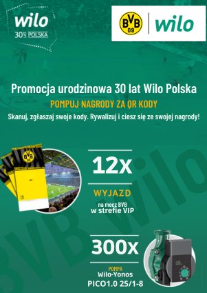 WILO - Promocja urodzinowa 30 lat Wilo Polska - Pompuj nagrody za QR kody! - PROMOCJA