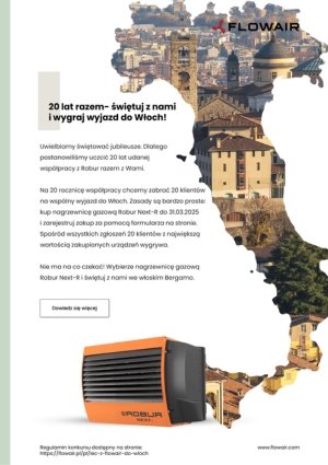 FLOWAIR - Świętuj 20 lat współpracy Robur i FLOWAIR i wygraj wyjazd do Włoch - PROMOCJA
