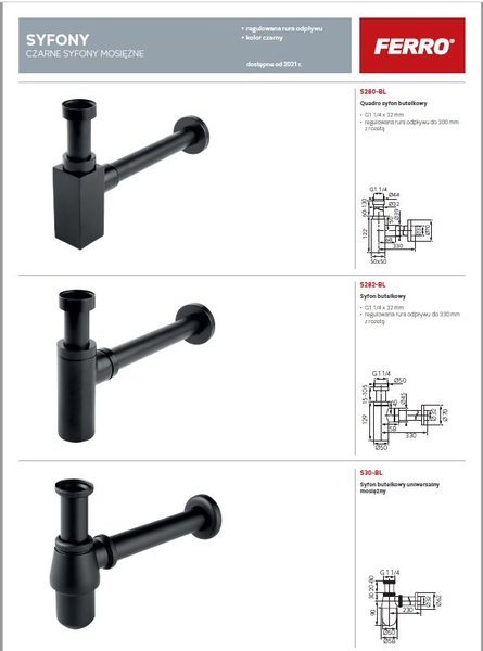 Ferro - nowość czarne mosiężne syfony