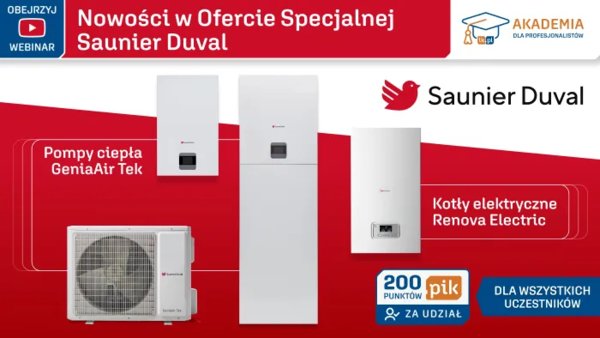  Nowości w Ofercie Specjalnej Saunier Duval - pompy ciepła GeniaAir Tek i kotły elektryczne Renova Electric 