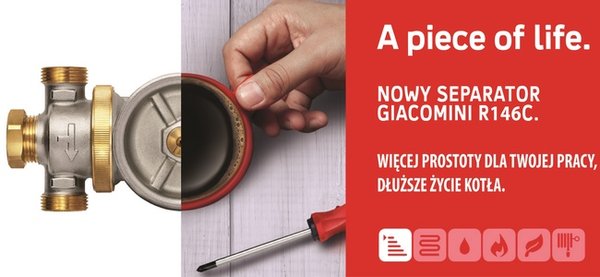 Kompaktowy separator zanieczyszczeń Giacomini z efektem cyklonu