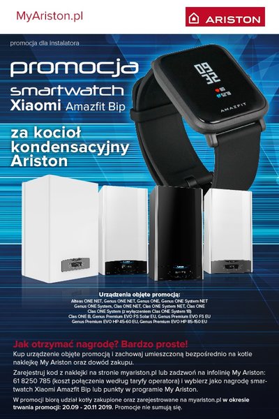 Ariston – promocja z Smartwatch Xiaomi Amazfit Bip