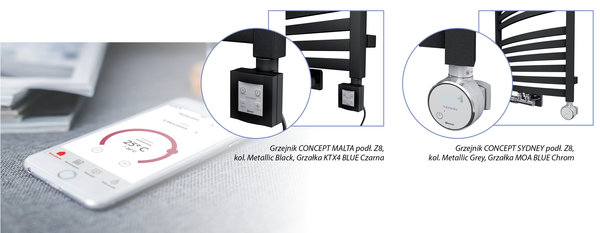 Terma BLUE Line – nowoczesne  grzałki elektryczne sterowane  za pomocą aplikacji w smartfonie