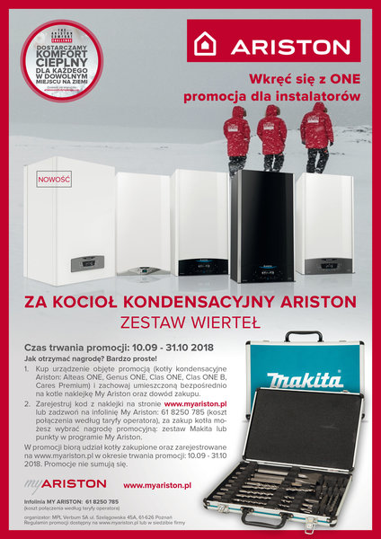 Ariston – Wkręć się z ONE! Promocja dla instalatorów