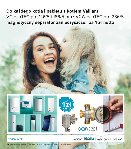 Promocja kotłów Vaillant z separatorami magnetycznymi za 1 zł netto