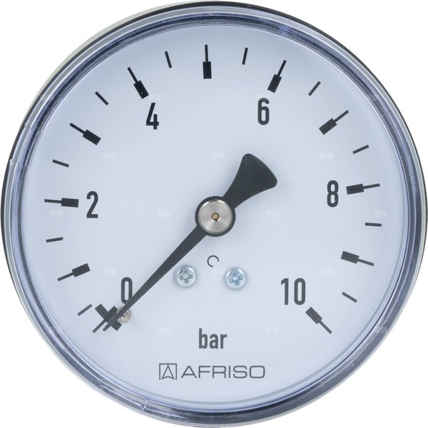Manometr z rurką Bourdona AFRISO RF grzewczy 0/10 bar G1/4B aksjalne fi 63 mm, kl. 2.5%