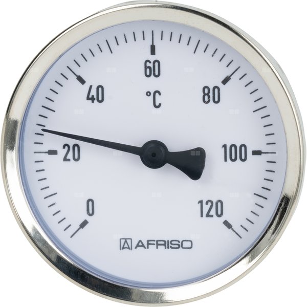 Termometr bimetaliczny AFRISO BiTh fi 63 mm 0…120'C tuleja 63 mm połączenie ax