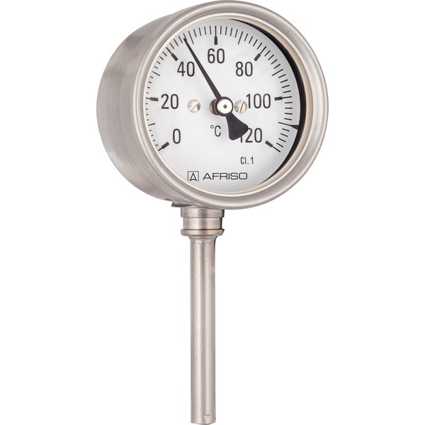 Termometr bimetaliczny AFRISO BiTh Ch, D412 fi 100 mm 0…120'C tuleja 150 mm połączenie ax