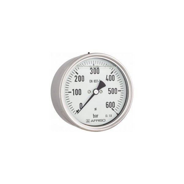 Manometr z rurką Bourdona AFRISO RF wstrząsoodporny 0/100 bar G1/2B aksjalne fi 100 mm, kl. 1.6%