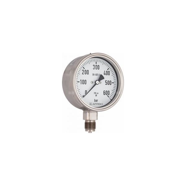 Manometr z rurką Bourdona AFRISO RF chemiczny -1/9 bar G1/2B radialne fi 100 mm, kl. 1,0%