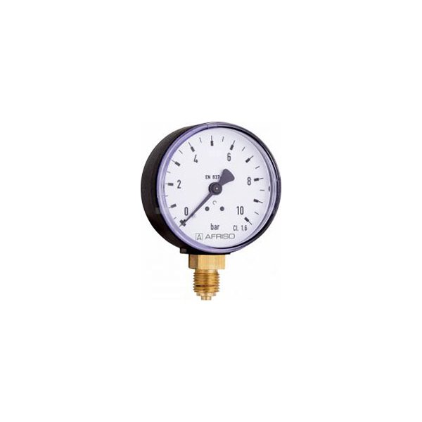 Manometr z rurką Bourdona AFRISO RF standardowy -1/9 bar G1/2B radialne fi 100 mm, kl. 1.6%