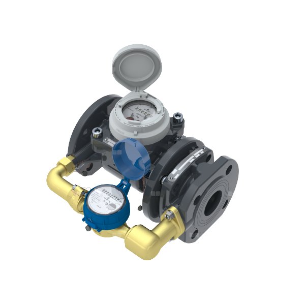 Wodomierz sprzężony, z zaworem sprężynowym, do wody zimnej, MWN/JS 50/4-S wod. bocz. JS R100 Smart+, R630, IP68, DN 50/20, kołnierz