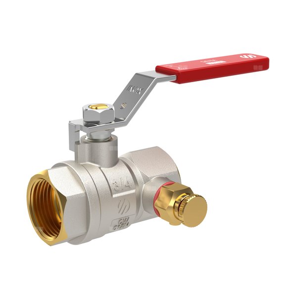 Zawór kulowy SENA VA30 Ni-free, 1 1/4GW x 1 1/4GW, ze spustem i odpowietrznikiem, dźwignia INOX