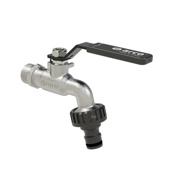 Zawór czerpalny JARDÍN 1/2GZ X 3/4 z szybkozłączką, dźwignia z czarnej powłoki epoksydowej, kolor czarny