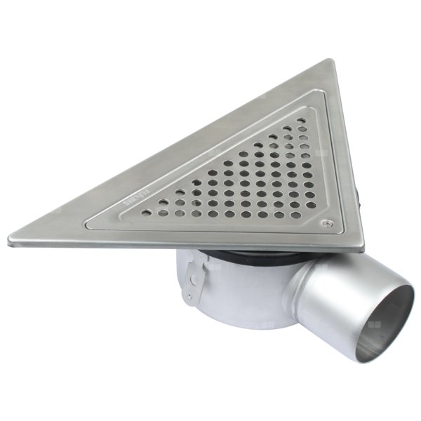 Regulowany wpust TRIO, trójkątny, odpływ poziom, DN =75 mm, do montażu wzdłuż ściany