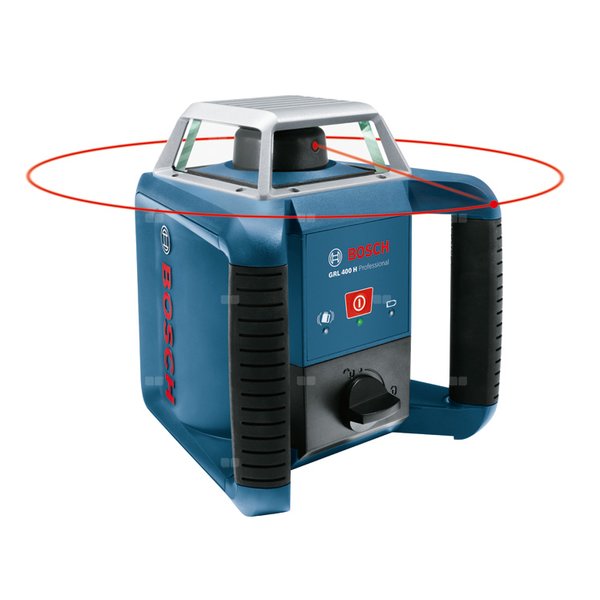 Laser obrotowy GRL 400 H Set w walizce z 2 bateriami (LR20), odbiornikiem