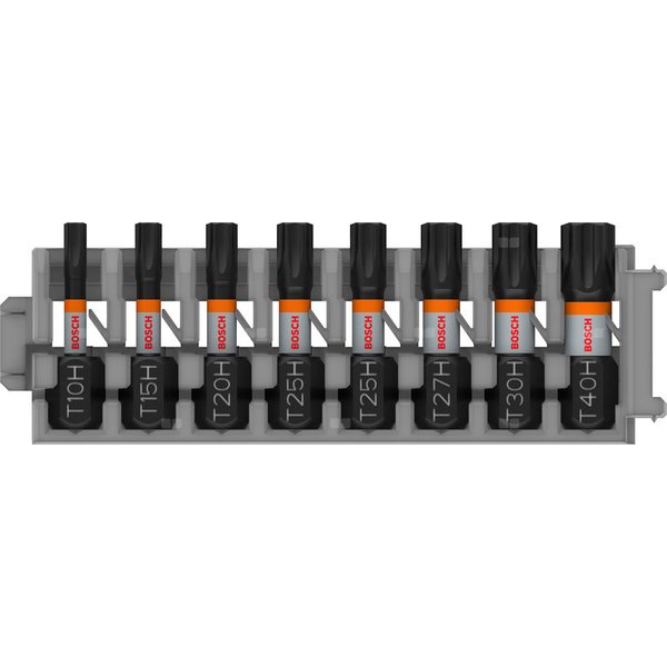 Bit PRO Torx Security Impact, T10H, T15H, T20H, T25H(x2), T27H, T30H, T40H, 25 mm, 8 szt.