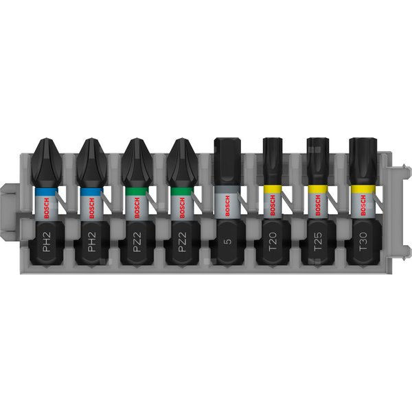 Zestaw PRO Impact Mixed, PH2 (x 2), PZ2 (x 2), H5, T20, T25, T30, 25 mm, 8 szt.