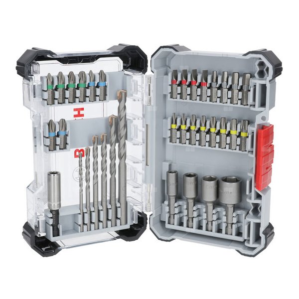 Zestaw bitów 35-piece drill and screwdriver bit set PH1, PH2, PH3, PZ1, PZ2, PZ3, SL3, SL4, SL5, SL6, H3, H4, H5, H6, T10, T15, T20, T20, T25, T27, T30, T40 with display