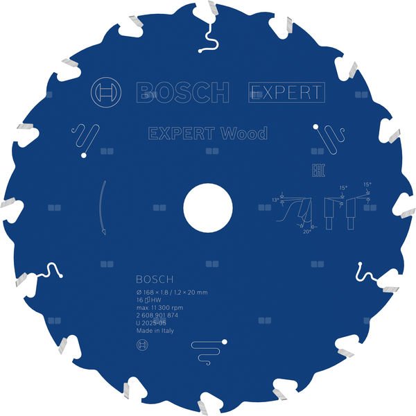 Tarcza pilarska EXPERT Wood, 168 × 1,8 / 1,2 × 20 mm, T16