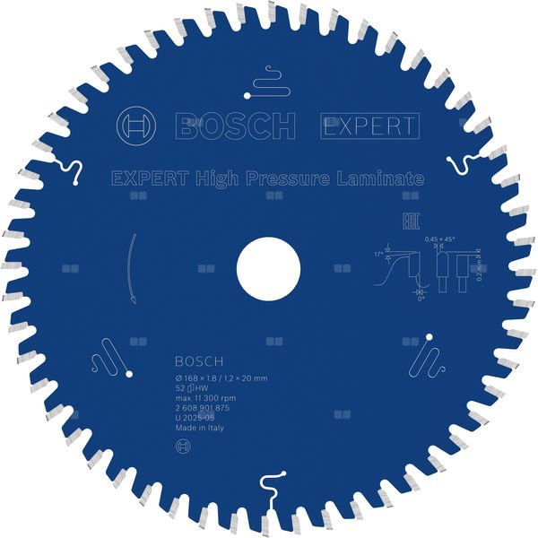 Tarcza pilarska EXPERT High Pressure Laminate, 168 × 1,8 / 1,2 × 20 mm, T52