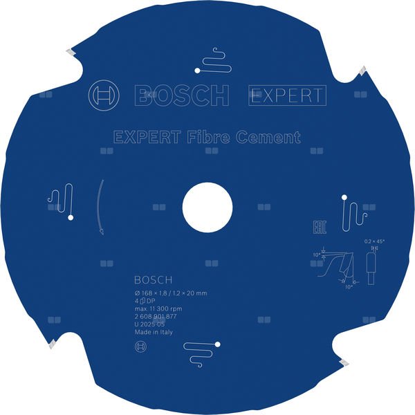 Tarcza pilarska EXPERT Fibre Cement, 168 × 1,8 / 1,2 × 20 mm, T4