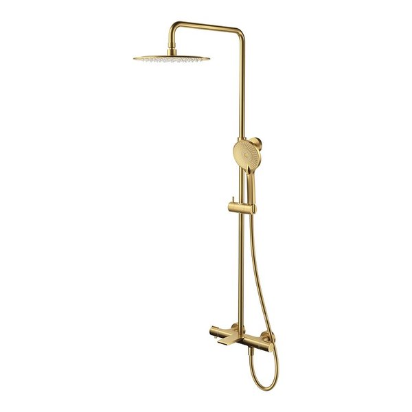 KOLUMNA NATRYSKOWA Z WYLEWKĄ VIRGO Z BATERIĄ TERMOSTATYCZNĄ ZŁOTY SZCZ