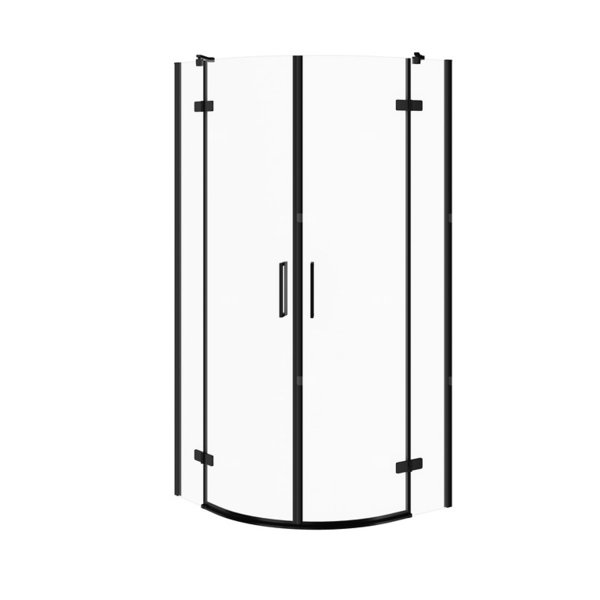 KABINA PRYSZNICOWA PÓŁOKRĄGŁA CITY CZARNA 80X80X195 SZKŁO TRANSP