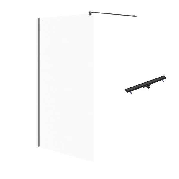 SET C74 WALK-IN MILLE CZARNY 120X200+ODPŁYW LINIOWY TAKO 90 CZARNY WIR