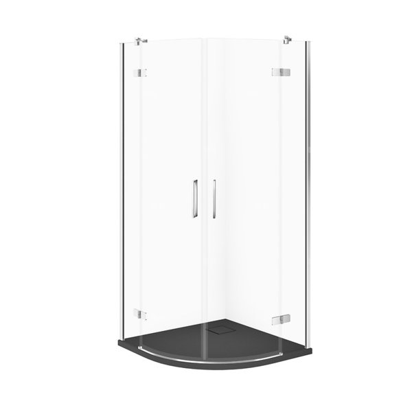 SET C626 KABINA CITY PÓŁOKR CHROM 90X90X195+TAKO SLIM SZARY MAT WIR