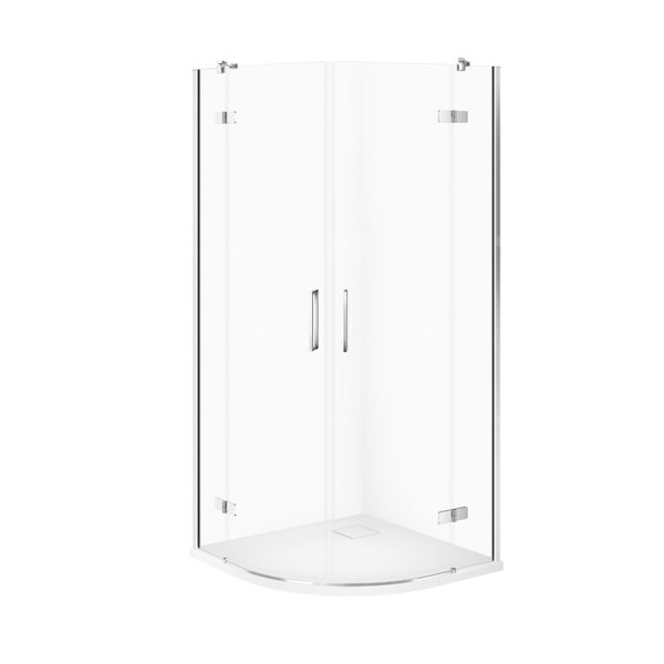 SET C624 KABINA CITY PÓŁOKR CHROM 90X90X195+TAKO SLIM BIAŁY WIR