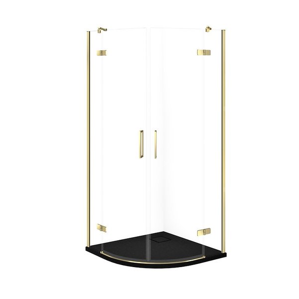 SET C623 KABINA CITY PÓŁOKR ZŁOTA 90X90X195+TAKO SLIM CZARNY MAT WIR