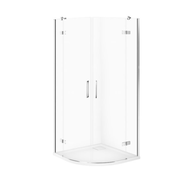 SET C613 KABINA CITY PÓŁOKR CHROM 80X80X195+TAKO SLIM BIAŁY MAT WIR