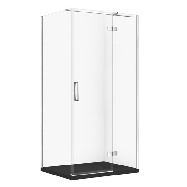 SET C606 KABINA CITY PRAWA CHROM 100X80X195+TAKO SLIM CZARNY MAT WIR