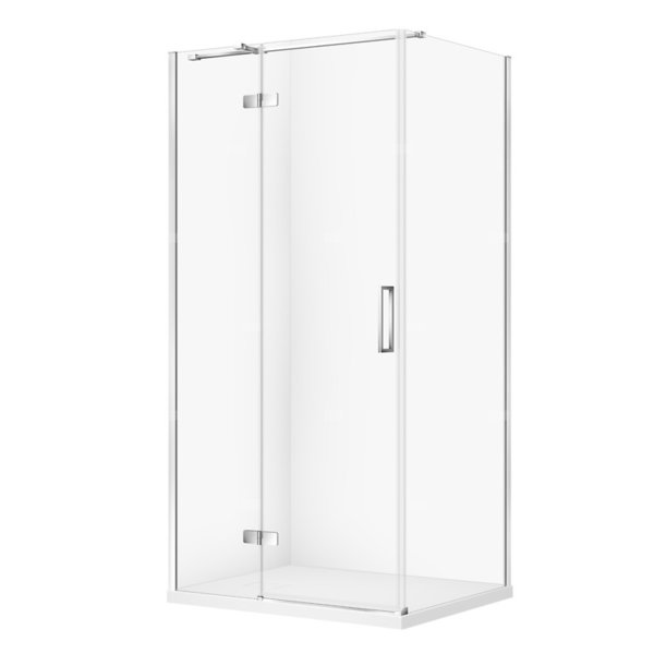 SET C601 KABINA CITY LEWA CHROM 100X80X195+TAKO SLIM BIAŁY WIR