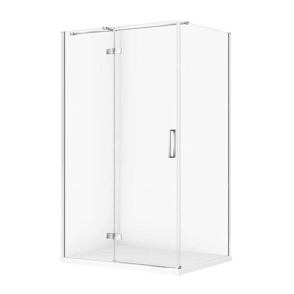 SET C593 KABINA CITY LEWA CHROM 120X90X195+TAKO SLIM BIAŁY WIR