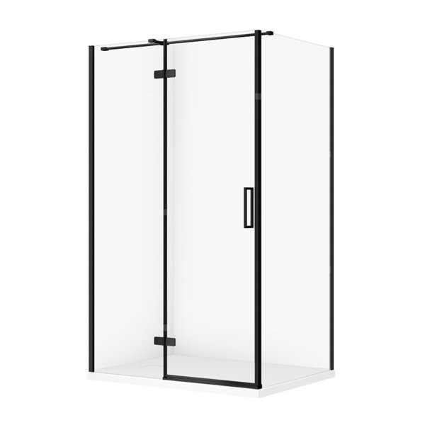 SET C579 KABINA CITY LEWA CZARNA 120X90X195+TAKO SLIM BIAŁY MAT WIR