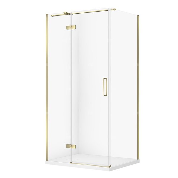 SET C563 KABINA CITY LEWA ZŁOTA 100X80X195+TAKO SLIM BIAŁY MAT WIR