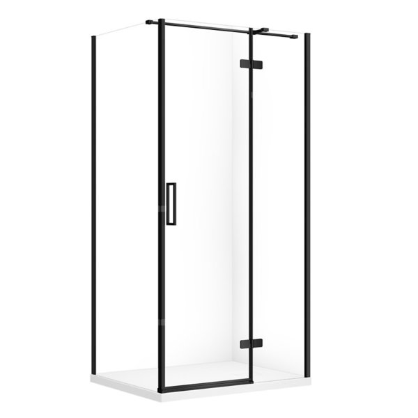 SET C570 KABINA CITY PRAWA CZARNA 100X80X195+TAKO SLIM BIAŁY MAT WIR