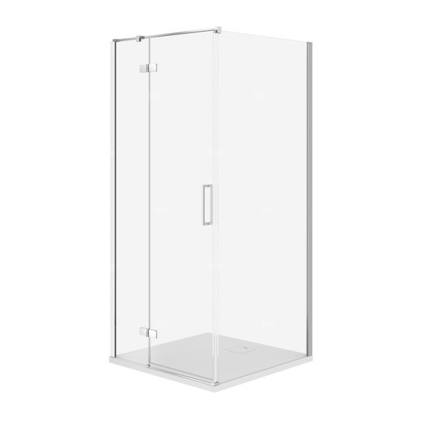 SET C524 KABINA CITY LEWA CHROM 90X90X195+TAKO SLIM BIAŁY WIR