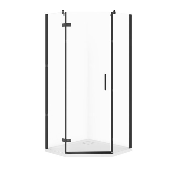 SET C523 KABINA PIĘCIOKĄTNA CITY LEWA CZARNA 90X90X195+TAKO SLIM WIR