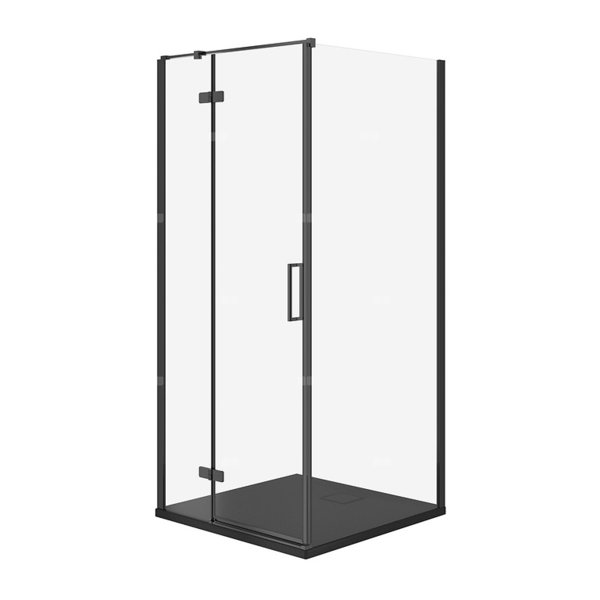 SET C514 KABINA CITY LEWA CZARNA 90X90X195+TAKO SLIM CZARNY MAT WIR