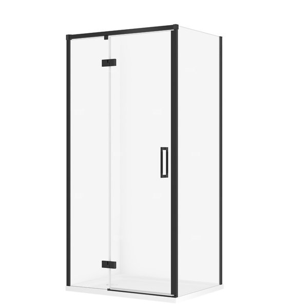 SET C138 KABINA LARGA LEWA CZARNA 100X80X195+TAKO BIAŁY 100X4 WIRT