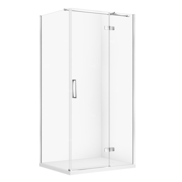 SET C602 KABINA CITY PRAWA CHROM 100X80X195+TAKO SLIM BIAŁY MAT WIR