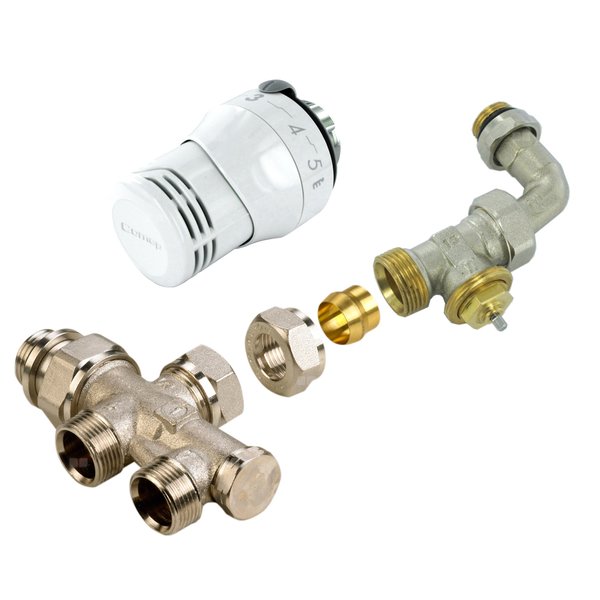 Zestaw termostatyczny prosty (Senso M28 + 3809ECB+dystrybutor 916E+złączki dn15) 1/2"-M22, Kv 0,64