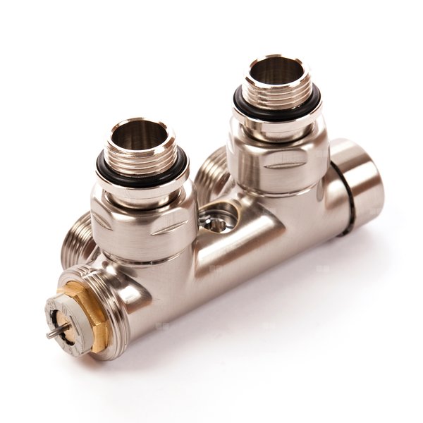 Zawór grzejnikowy termostatyczny COMAP DESIGN prosty z nastawą wstępną, połączenie 1/2'' x 3/4'' mosiądz (niklowanie)