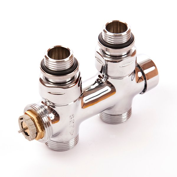 Zawór grzejnikowy termostatyczny COMAP DESIGN prosty z nastawą wstępną, połączenie 1/2'' x 3/4'' mosiądz (chrom)