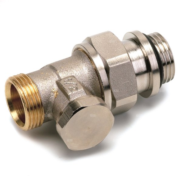 Zawór gwintowany, prosty, niklowany, regulacja nastawy i odcięcie przepływu 1/2"-M22