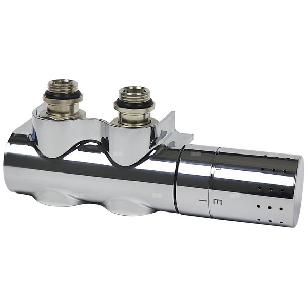 Zawór grzejnikowy termostatyczny COMAP FLEXODESIGN prosty/kątowy z nastawą wstępną, połączenie 1/2'' x 3/4'' (malowany) chrom